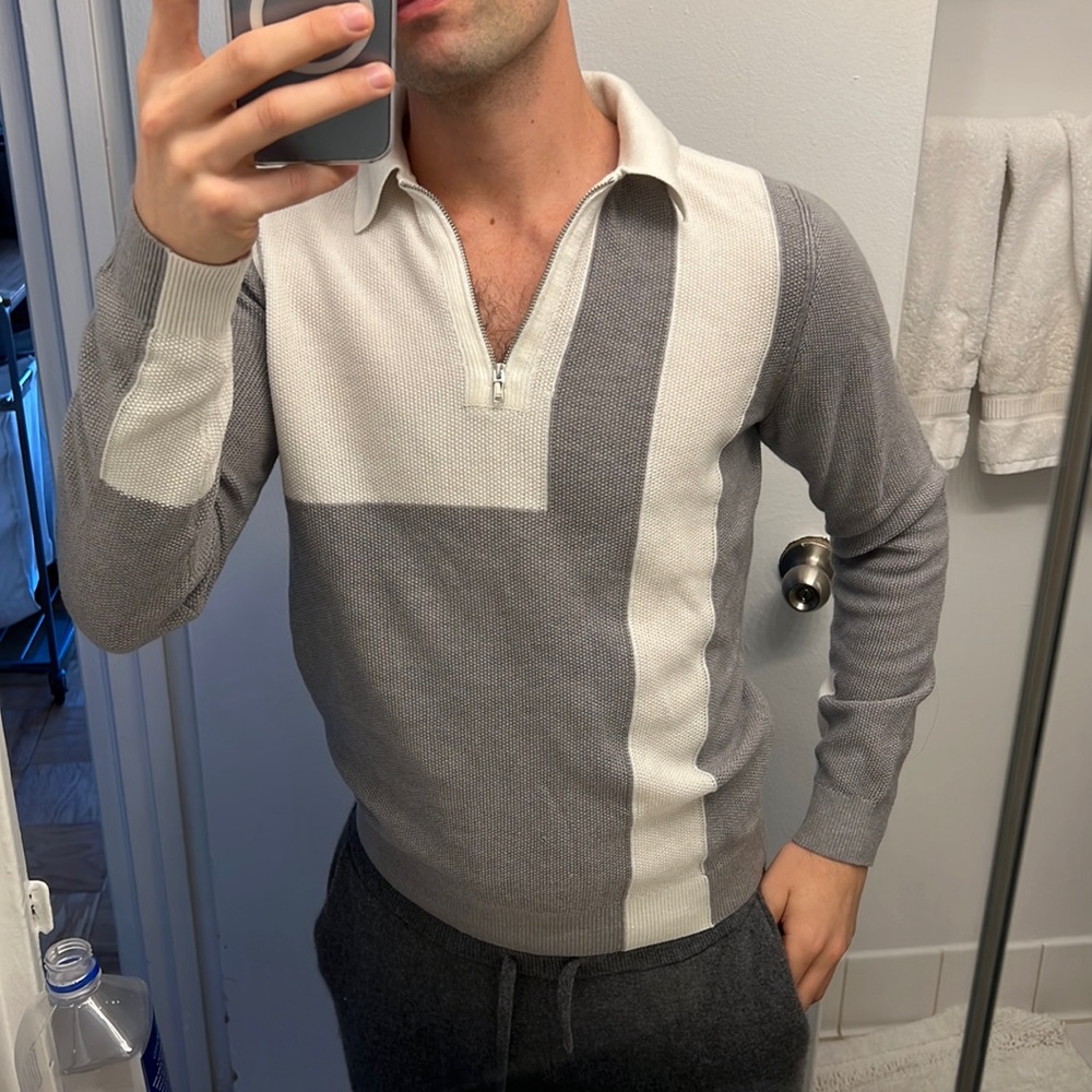 REISS LONG SLEEVE KNIT POLO